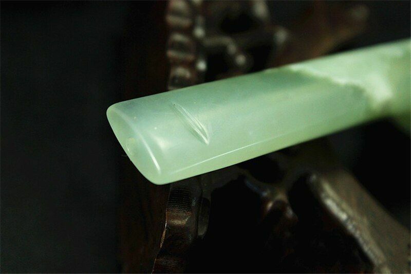 Natural Jade Stone Straight Pipe Smoking Tobacco Cigarette Pipes Holder