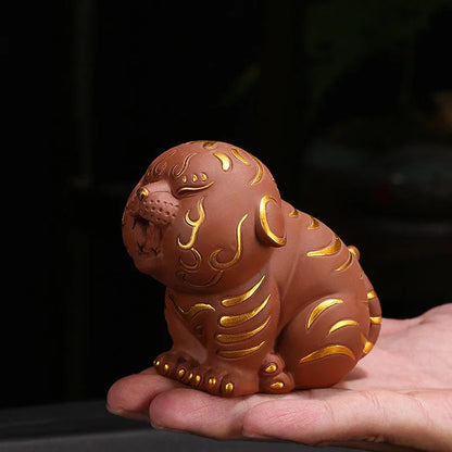 Creative Purple Clay Tiger Tea Pet Figurine Decoration Tiger Handmade Crafts