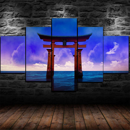 Japanese Torii Gate 5 Panel Canvas Print Wall Art Poster Home Decoration