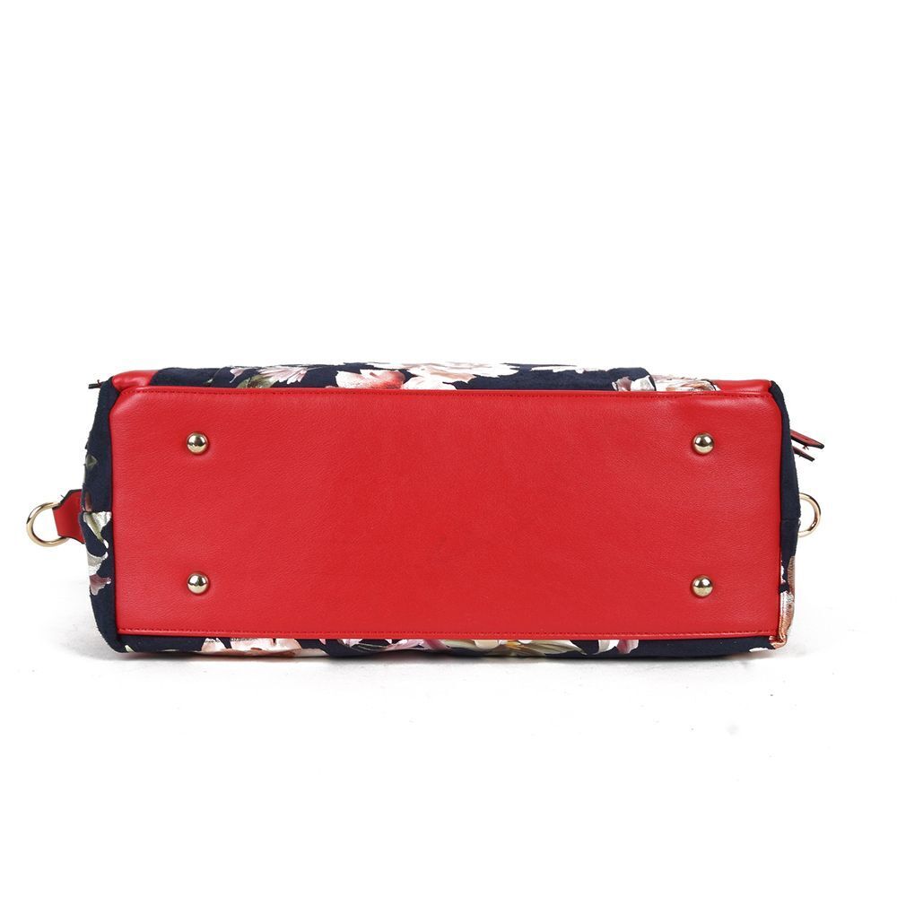 Floral Print Tote Handbag Elegant Colorful Purse Synthetic Leather Bags 35*13*29