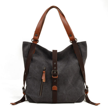 Vintage Convertible Canvas Tab-Over Tote Shoulder Purse Backpack Day bag Bucket