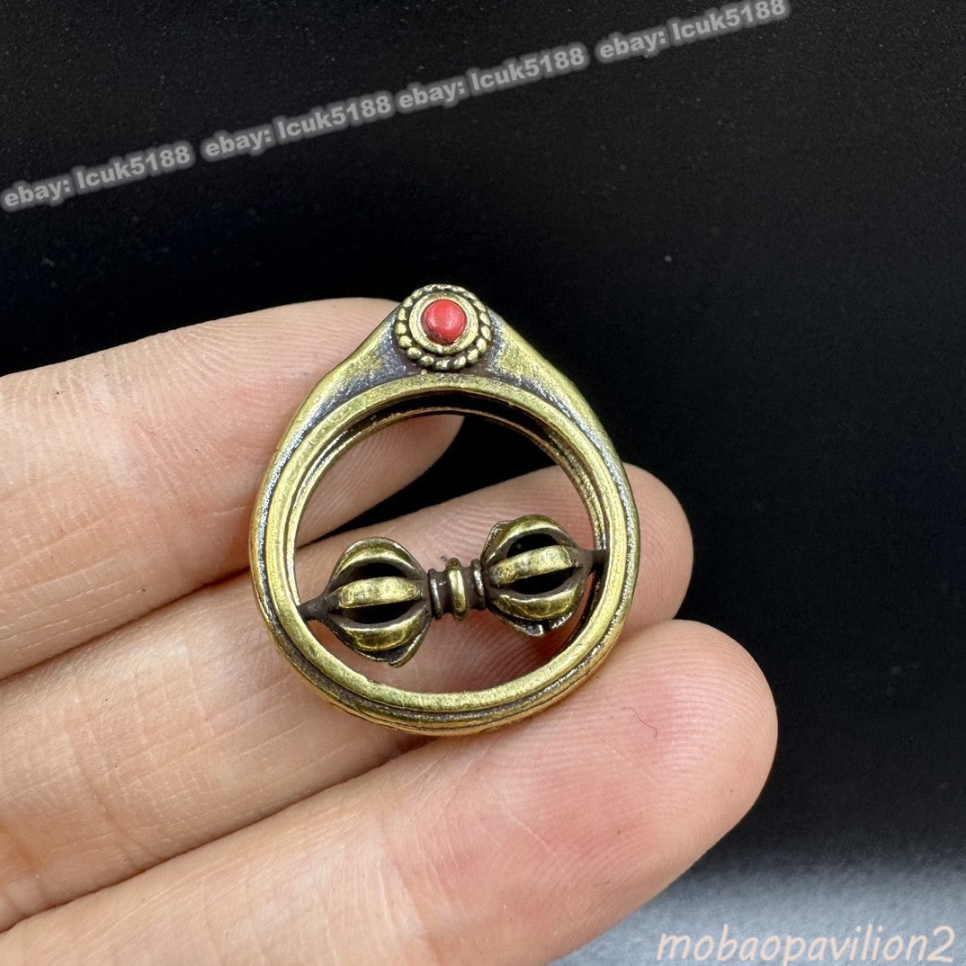 Vajra Pendant Rotating Ring Brass Buddhist Amulet Ritual Tool Decoration