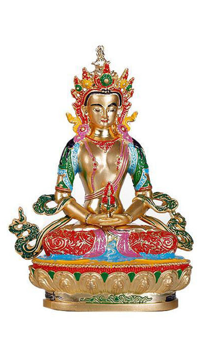 Handpainted Home Amitayus Amitabha Meditation Buddha of wealth luck statue
