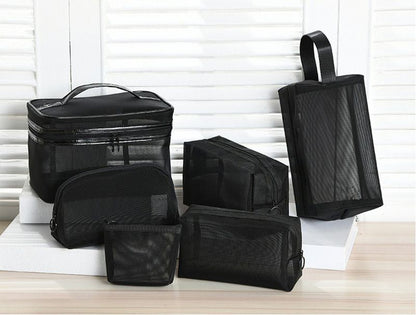 Portable Mesh Transparent Cosmetic Bag Makeup Case Travel Zipper Make Up Pouch