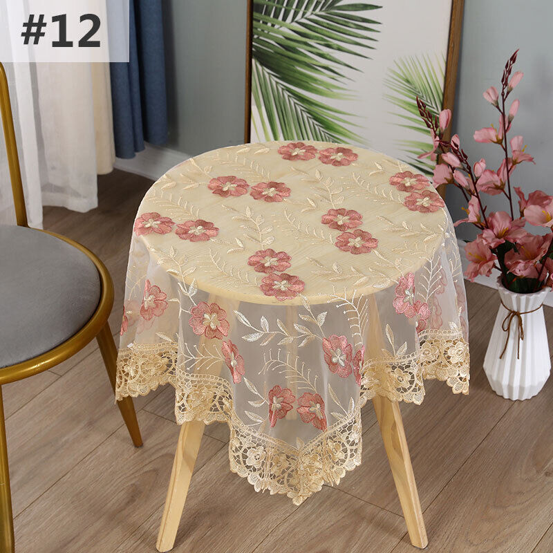 Lace Floral Embroidered Tablecloth European Style Tea Table Dust-Proof Covers