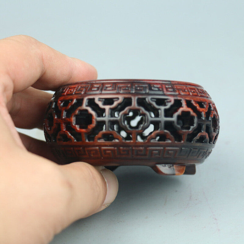 8cm Chinese Rosewood Carved Nice Drum Style Stand Display
