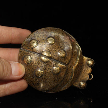 Antique Collection Chinese Pure Brass Handmade Ladybug Box Jewelry Box