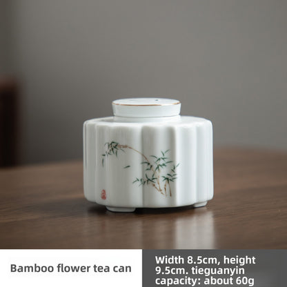 Ceramics Tea Caddy 60ml 2.0oz Storage Tank Chinese Kung Fu Tea Set Accessories