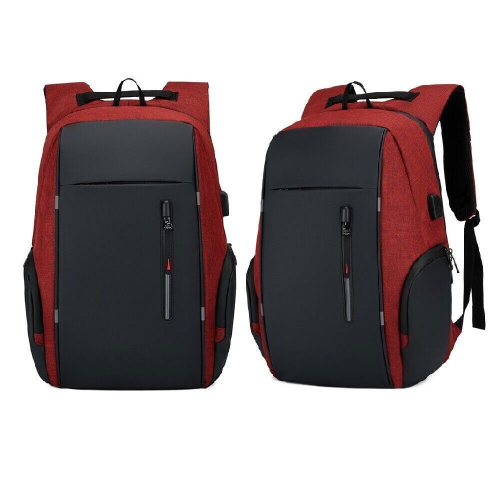 Men Women 17'' Backpack Bookbag School Travel Laptop Rucksack Zip Bag USB Port