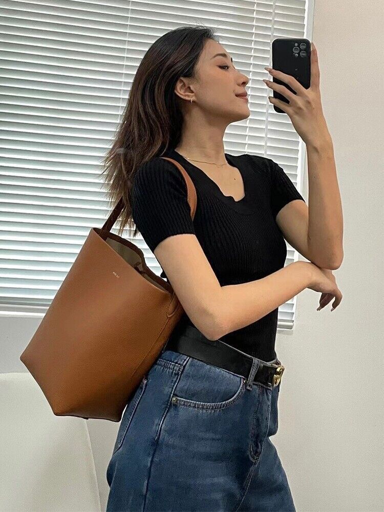 New The Row large-capacity bucket bag niche casual handheld shoulder Tote bag