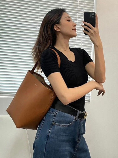 New The Row large-capacity bucket bag niche casual handheld shoulder Tote bag