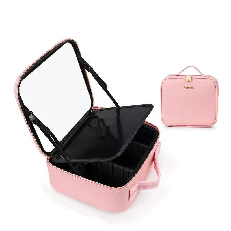 LED Light Cosmetic Bag Mirror Luxury Large Traveling Makeup Purse 26*23*11CM Bag