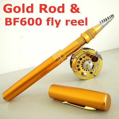 Fishing Rods Spinning 1.8m 2.1m Pen Shape Telescopic Pocket Rock Pole Cast Reels