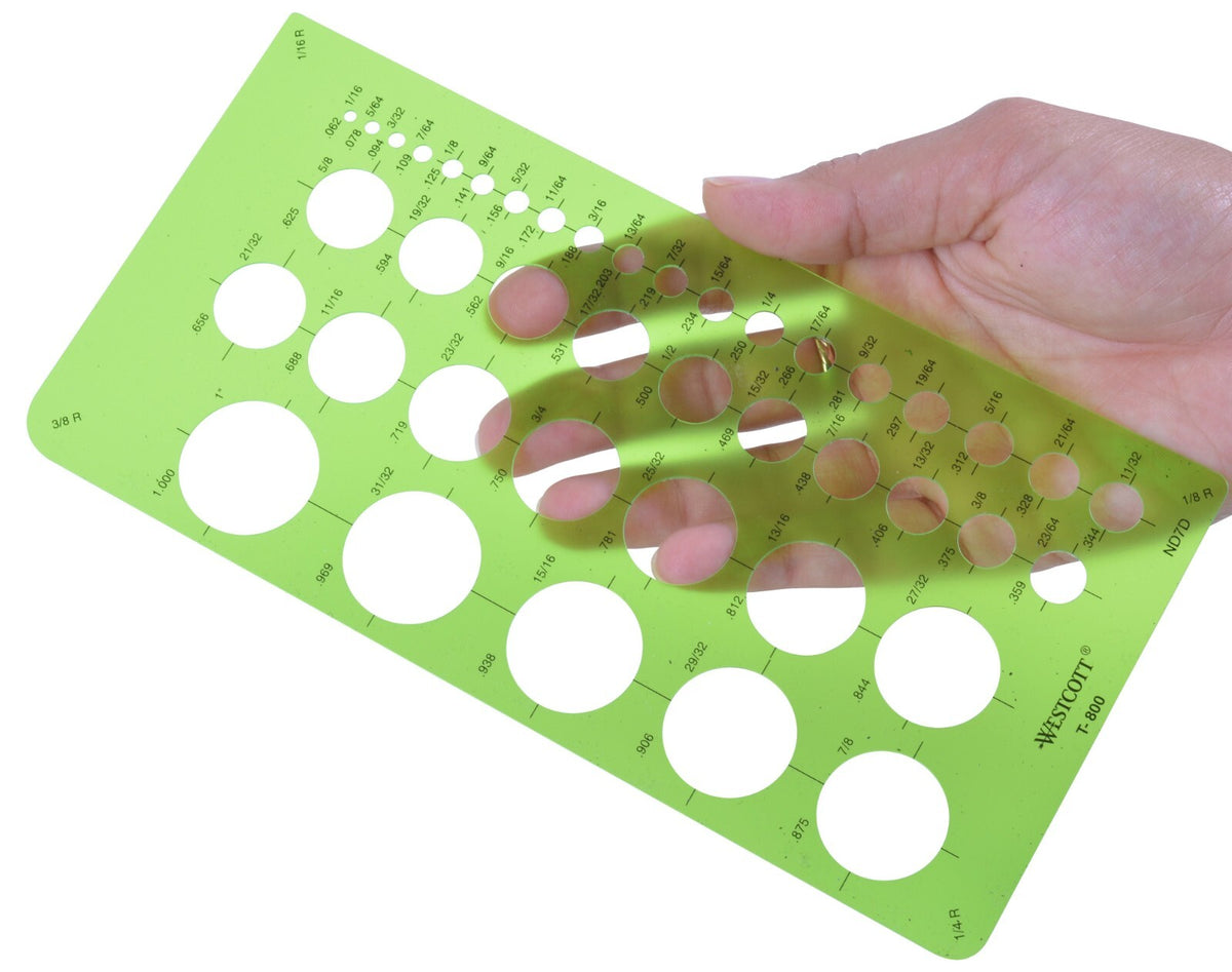 Westcott Small Circles Template - Diameters ranging from 1/16" to 1" (T-800)