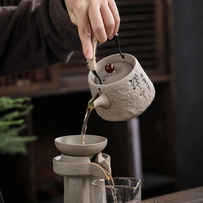 Retro Japanese Kungfu Teapot Ceramic 400ml 13.5oz Beige Tea Pot
