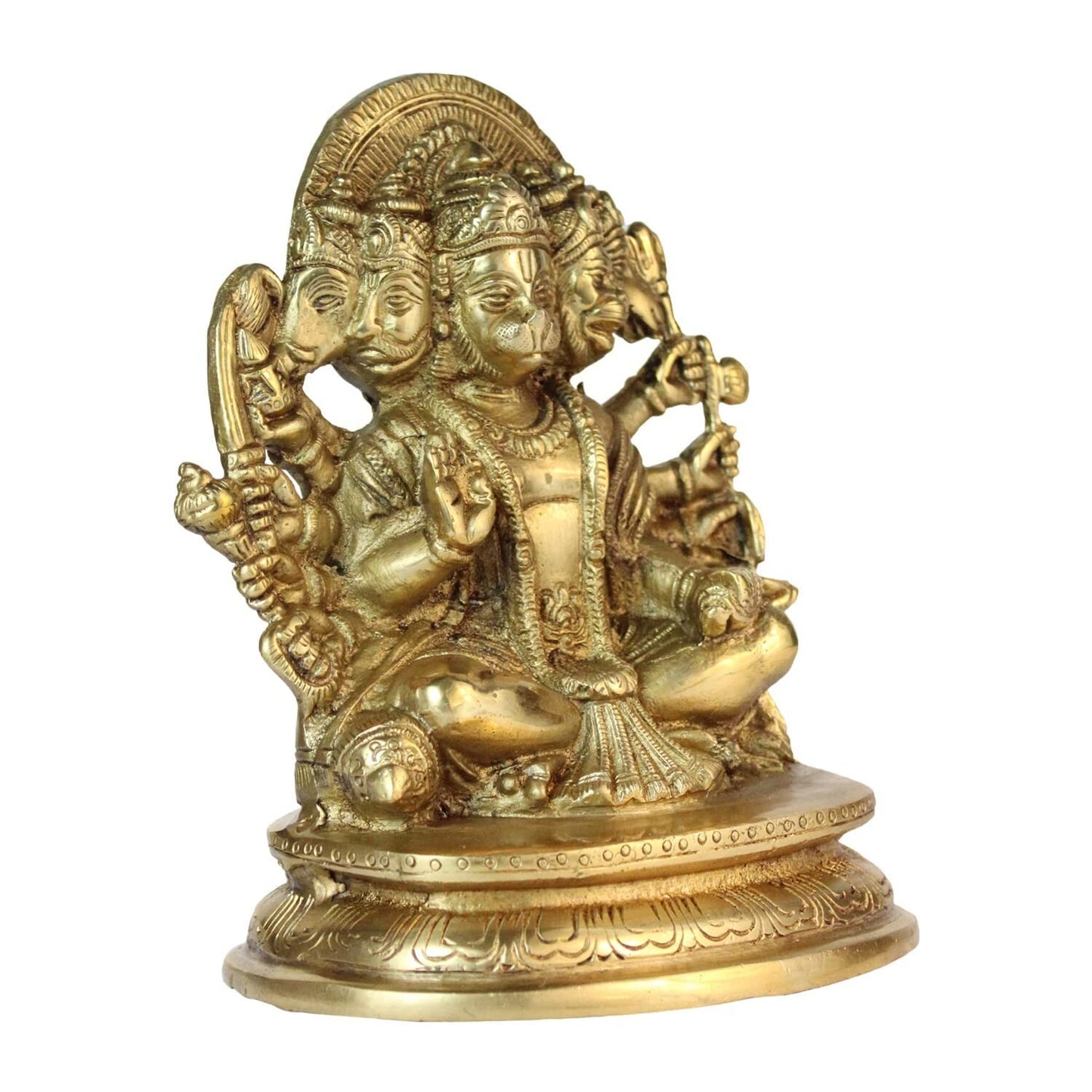 Brass Hindu God Panchmukhi Shri Hanuman Ji Statue Figurine Idol Sculpture