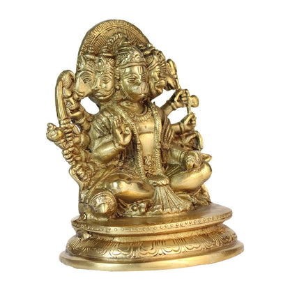 Brass Hindu God Panchmukhi Shri Hanuman Ji Statue Figurine Idol Sculpture