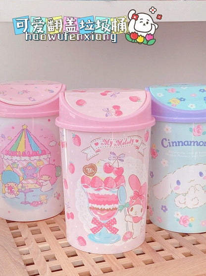 Cute HelloKitty Home Trash Can with Swing Lid Waste Garbage Bin Wastebaskets