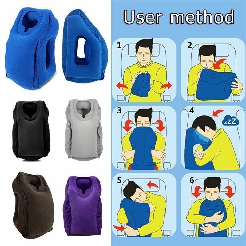 Travel Sleeping Bag Inflatable Portable Cushion Neck Pillow Outdoor Flight Train