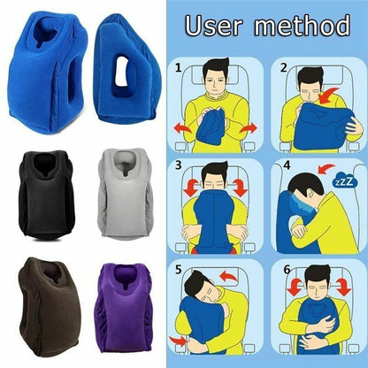 Travel Sleeping Bag Inflatable Portable Cushion Neck Pillow Outdoor Flight Train