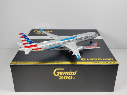 1:200 Geminijets Amercan AIRBUS A321 Passenger Airplane Diecast Aircraft Model