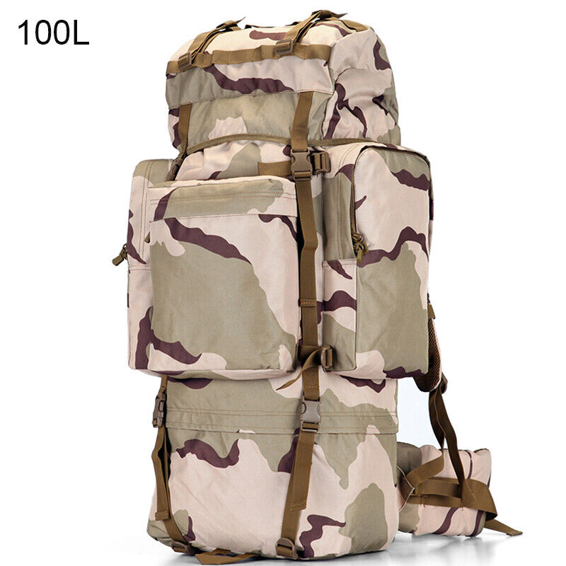 100L Military Tactical Backpack Large Capacity Waterproof Travel Bag Rain Cover