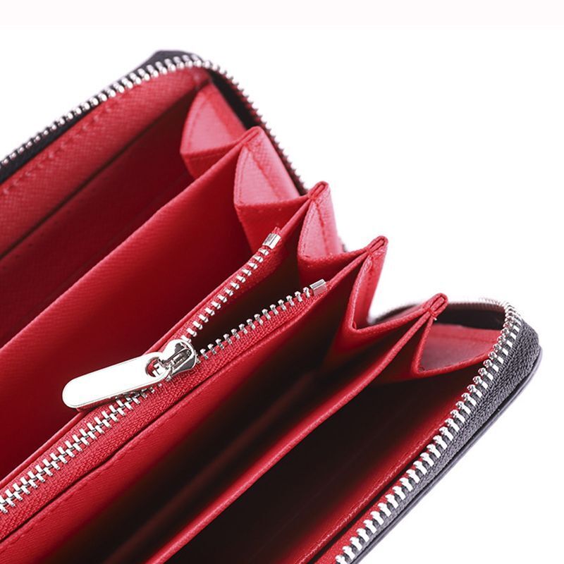 Wallet Carbon Fiber Microfiber Purse Cards Waterproof Non-Slip Long Zippered Bag