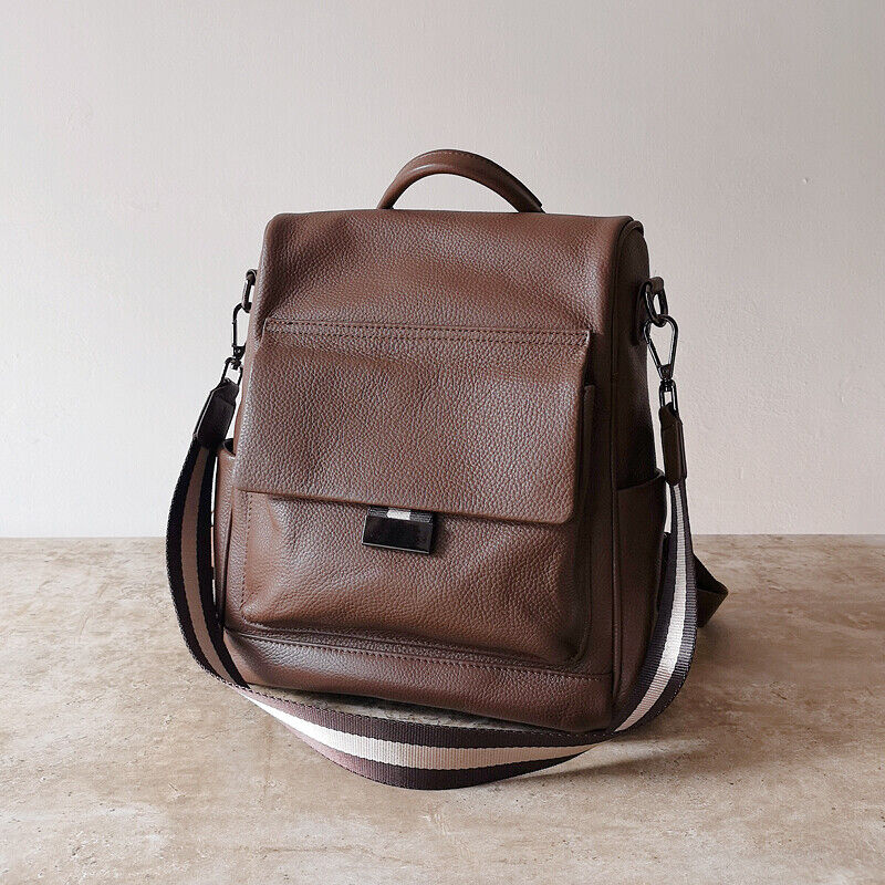 Anti-Theft Convertible Real Leather Backpack Travel Bag Purse Shoulder Bag