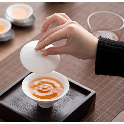 Jade Inverted Triangle Ceramics Gaiwan 100ml 3.4oz White Porcelain Tea Bowl