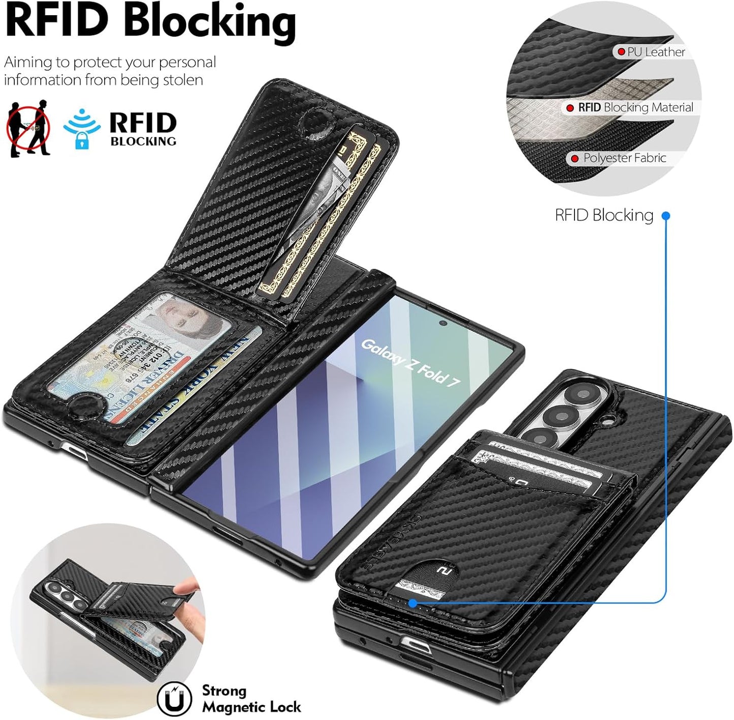 Compatible with Magsafe Detachable Magnetic Samsung Galaxy Z Fold 7 Phone Wallet