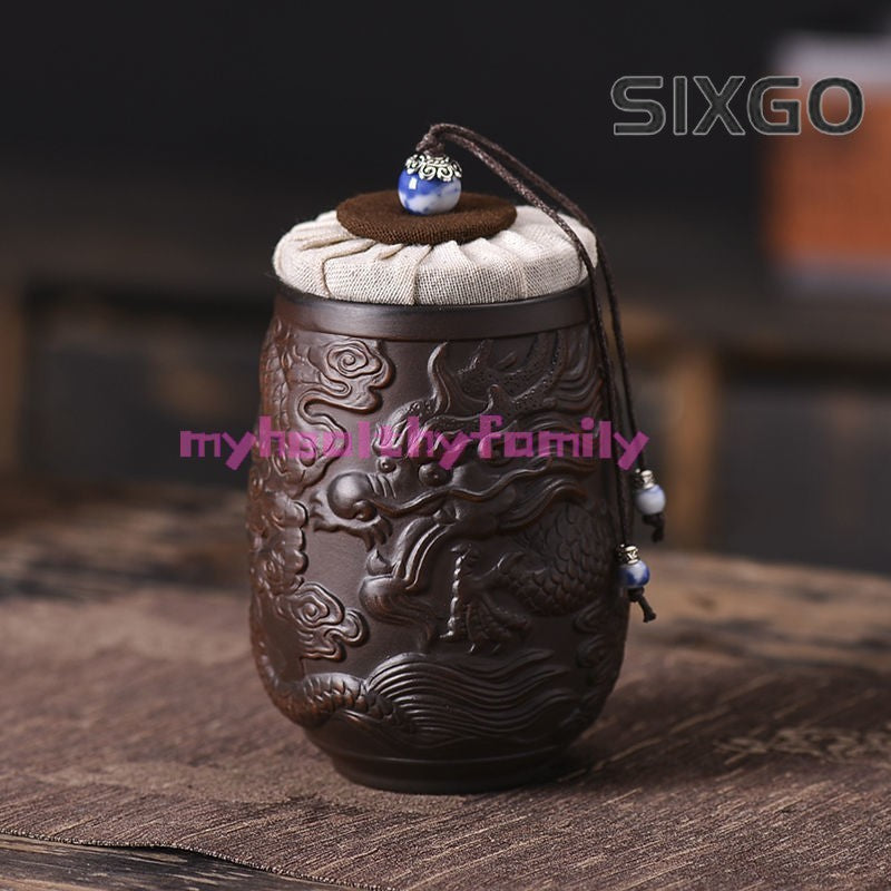1pc Purple Clay Tea Jar Relief Dragon Jar Tea Storage Jar Tea Set