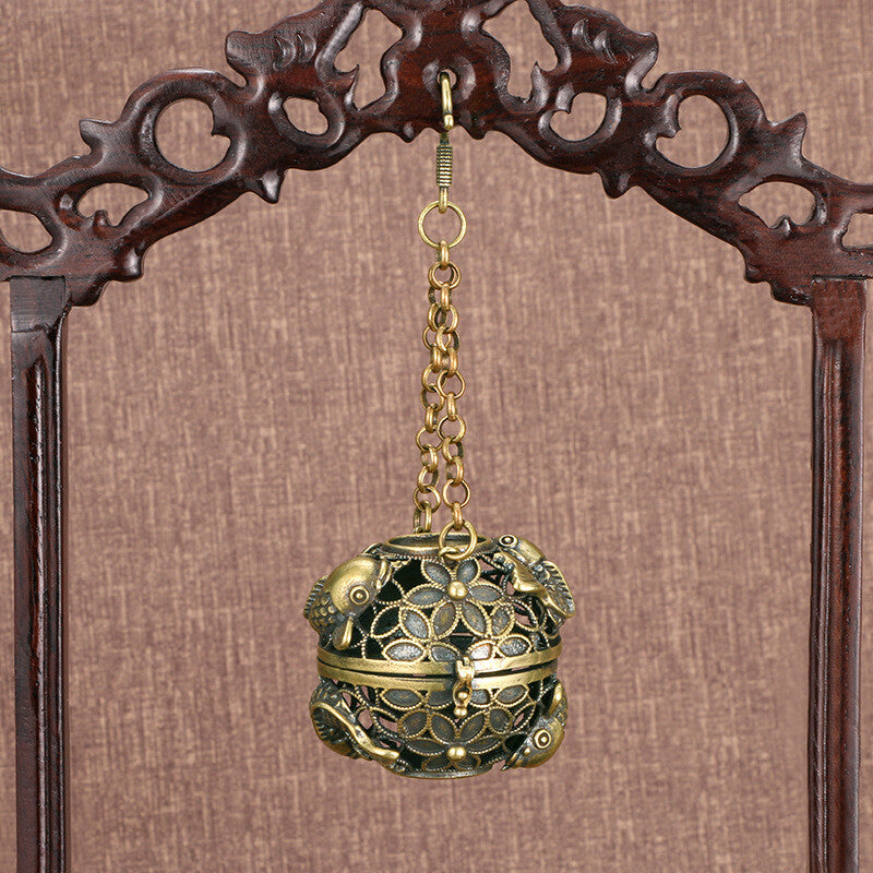 Brass Incense Burner Hollow Aromatherapy Balls Censer Home Outdoor Incar Antique