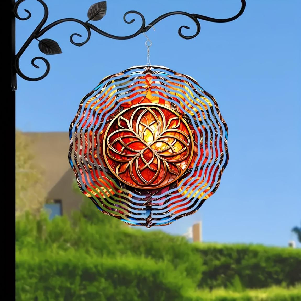 CIFbuy 10 Inch Celtic Wind Spinner 3D Metal Garden Decor Rotating Geometric Art