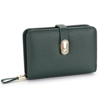 Wallet Genuine Leather Short Wallet Multi Card Slot Zipper Zero Wallet Card Bags