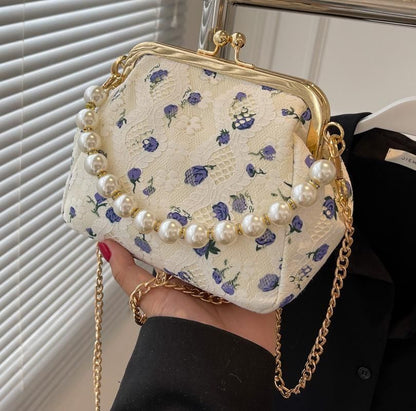Flowers Bags Wedding Handbag Vintage Clutch Purse Metal Frame 22*15.5*10CM Shell
