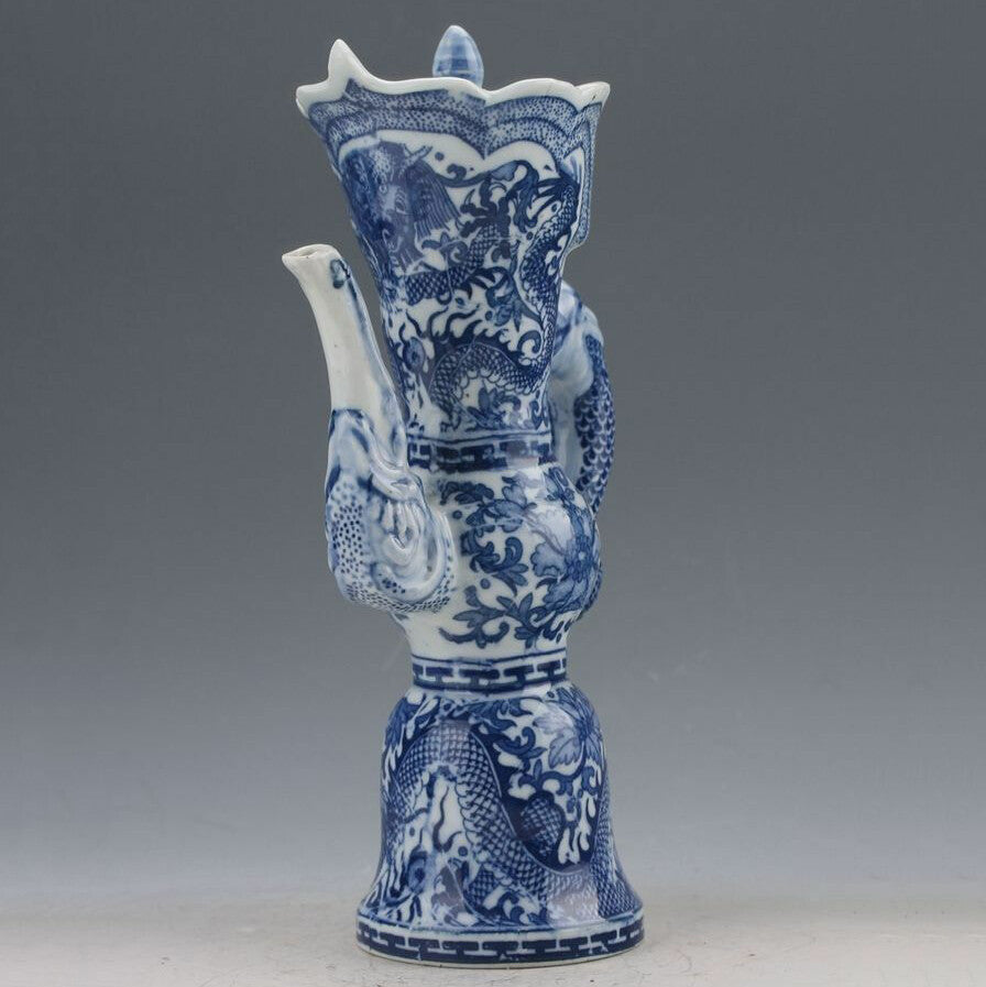 8.6' Chinese Old Handmade Blue White Porcelain Dragon Pattern Teapot Tea Set