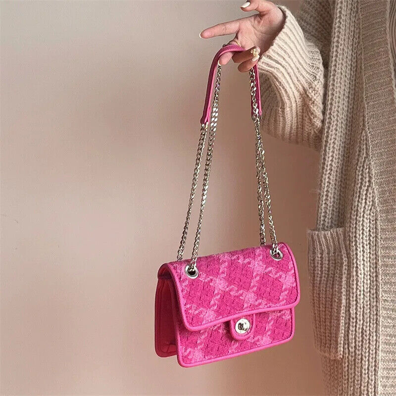 Women Lock Shoulder Bags Plaid Ladies Female Clutch Purse Handbags