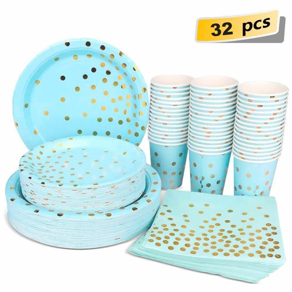 8Pcs/Set Disposable Tableware Plate/Napkin Birthday Wedding Party Decor Supplies