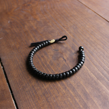 Tibetan Buddhist Handbraided Black Cotton Thread Lucky Knots Bracelet Natural