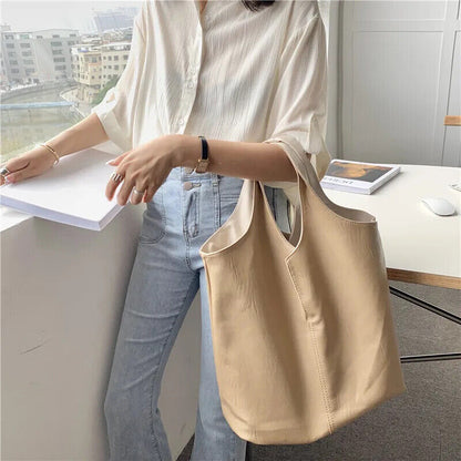 Shoulder Bag For Women PU School Work Business Bag Female Double Side