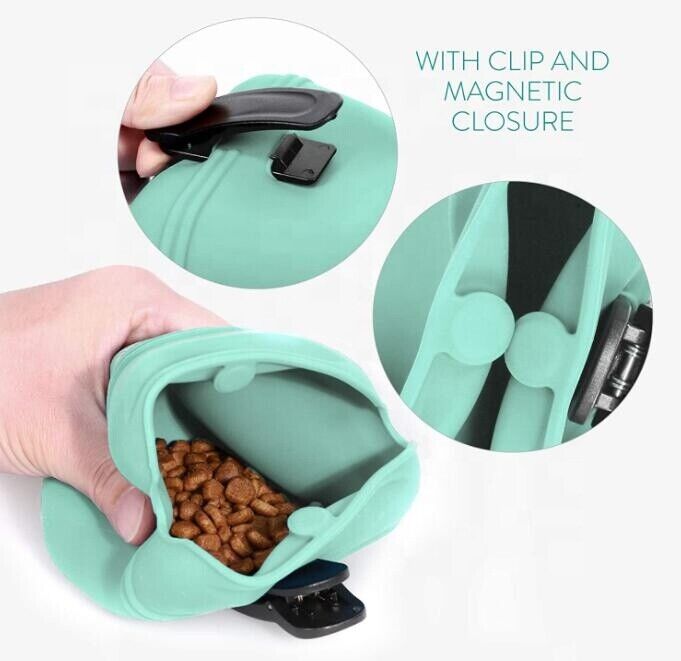 Safe Silicone Dog Treat Bag Pouch For Dog Walks Belt Custom Dog Treat Bags
