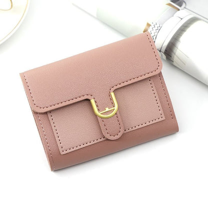 Short Wallet Heart-Shaped Card Bag Simple Square 3fold Coin Purse 9.5*11.5*1.5CM