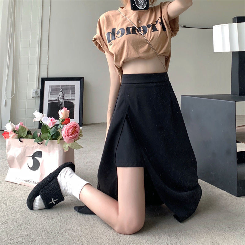 Women's Skirt High Waist Slimming Suit Summer New Irregular Mid-Length Skirt