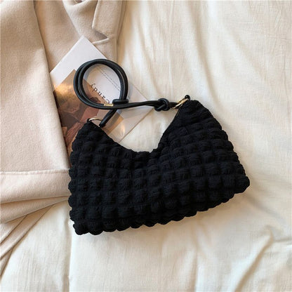 Cute Handbag Canvas Underarm Cloud Shape Shoulder Purse 34*22*10 Cm Whithe/black