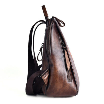 Travel Bag Vintage Rucksack Embossed Leisure Daypacks Genuine Leather Backpacks