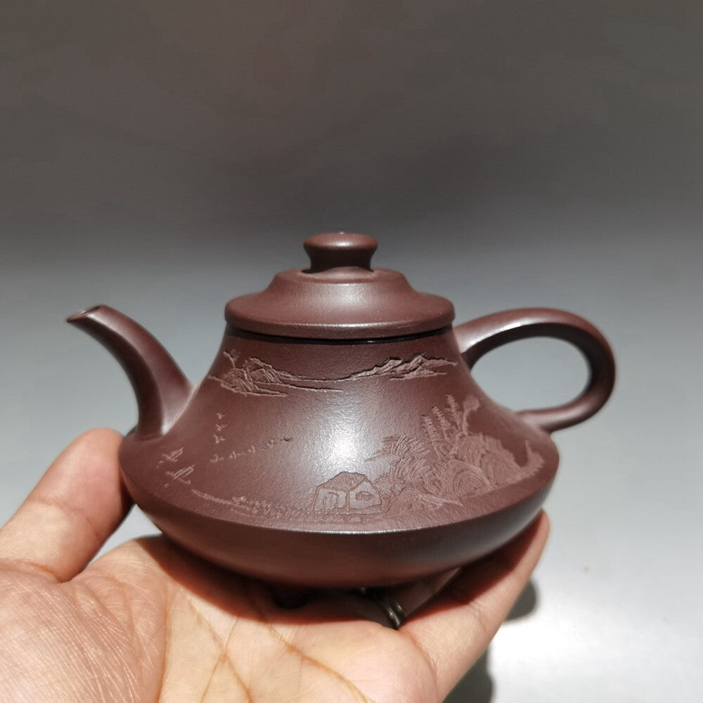 Chinese Yixing Zisha Clay Teapot Purple Cloud Stove Pot Zhou Bin 180ml