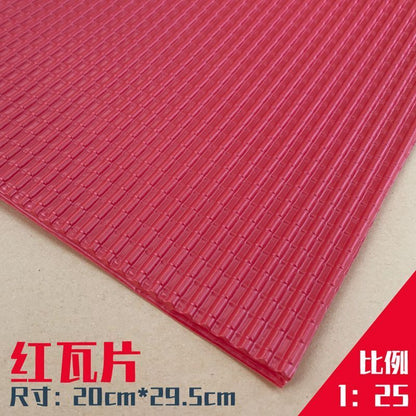 Model Building Material 2Pcs Simulation PVC Roof Tile Wall DIY Scene Diorama Kit