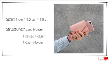 Short Leather Women Wallets Customized Mini Card Holder Purse 11*9*1.5 CM 1 PC