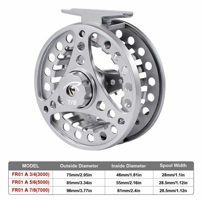 Fly Fishing Wheel 3/4-5/6-7/8 WT Reel Aluminum CNC Machine Cut Large Die Casting