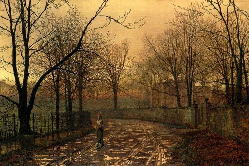 Art Oil painting John-Atkinson-Grimshaw-Under-the-moonnight nice landscape